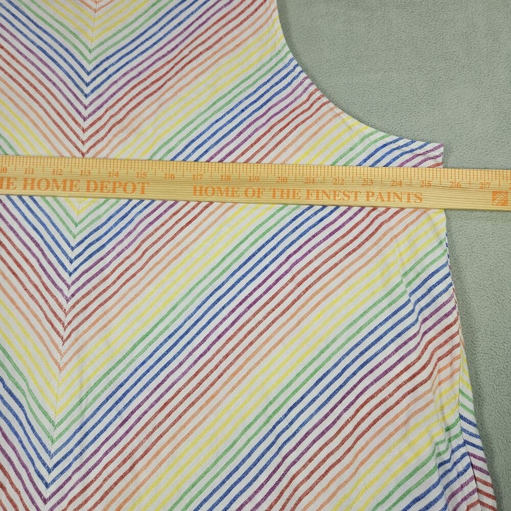Lands' End Linen Dress Womens Plus 2X Rainbow Stripe Pockets Coastal Colorful - Picture 9 of 11